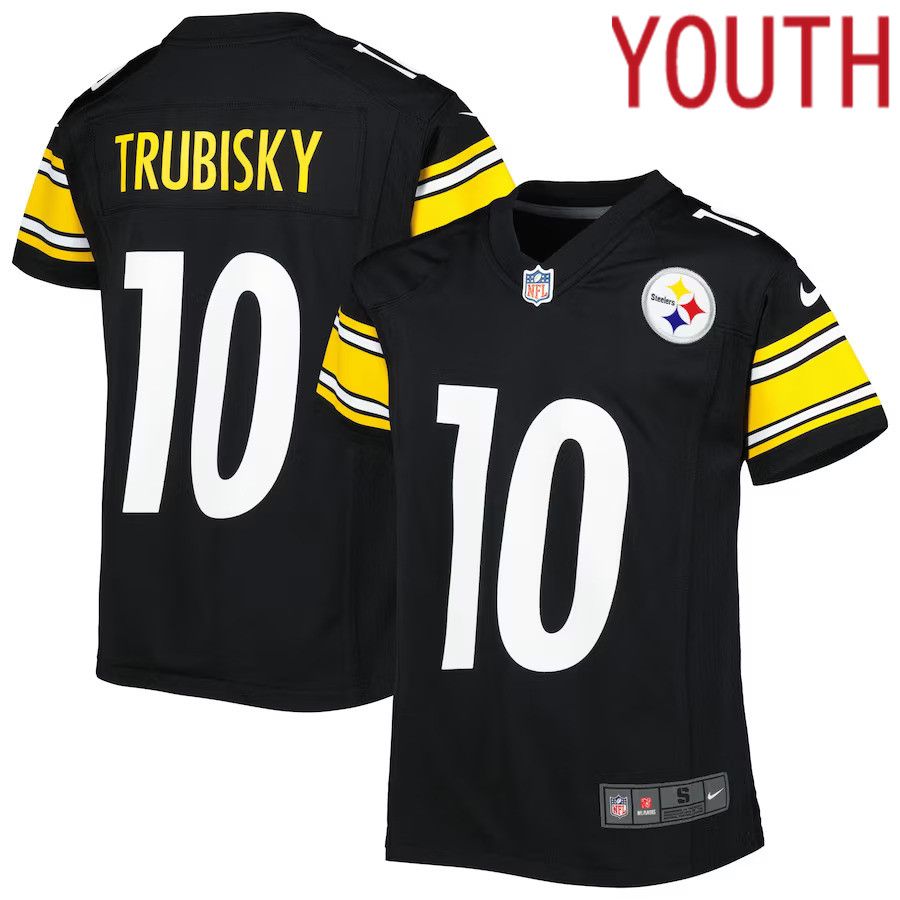 Youth Pittsburgh Steelers #10 Mitchell Trubisky Nike Black Game NFL Jersey